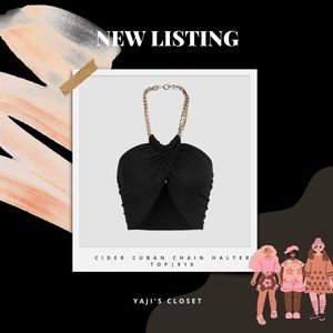 CIDER Cuban Chain Black Halter Top